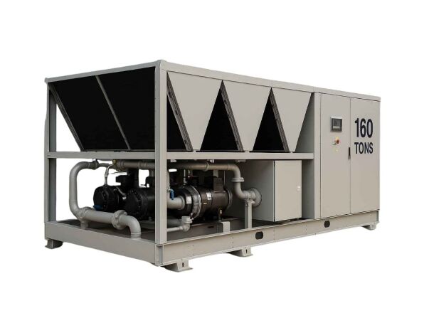 نمای کنار دستگاه چیلر هوا خنک 160 تن